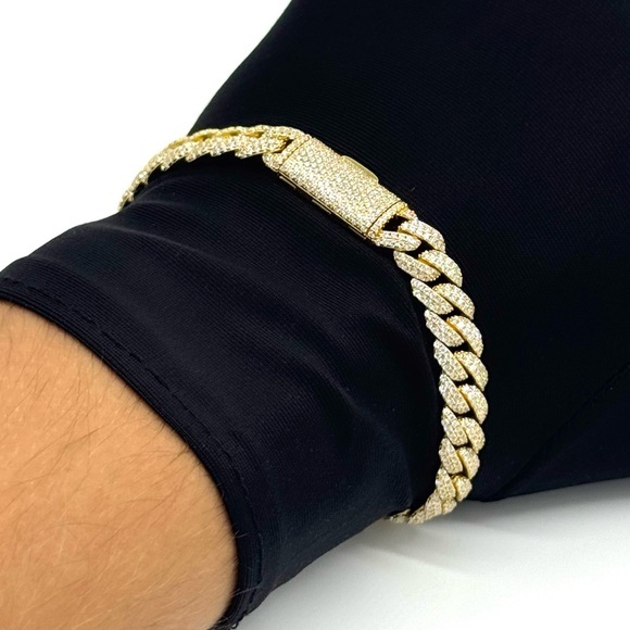 18K Gold Plated 4.8CTW Moissanite Arc Miami Cuban Bracelet
